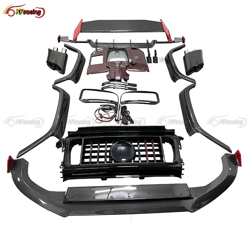 R Style Dry Carbon Fiber Body Kit Diffuser Spoiler Grille Exhaust Tips for Mercedes Benz G63 G500 W464 G900 Fender Flares