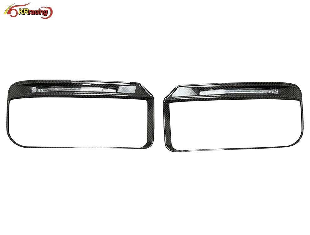 R Style Dry Carbon Fiber Front Bumper Fog Lamp Cover and Fog Light for Mercedes Benz G-Class W464 G63 AMG G500 2019-2024