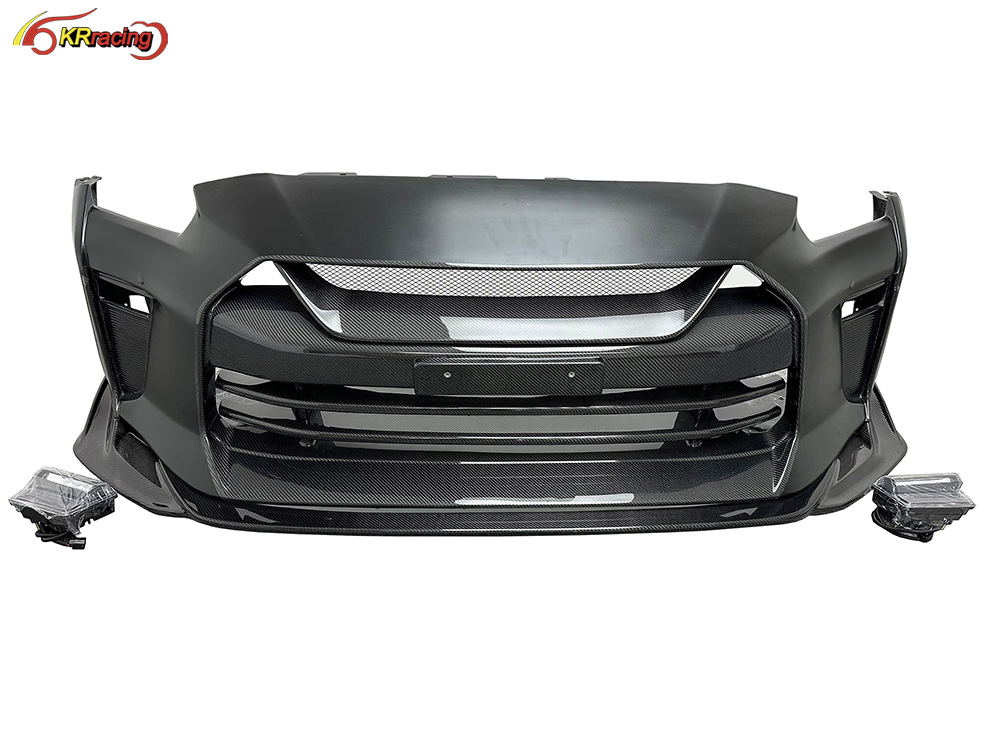 Half Carbon Fiber Top Secret Style Auto Parts Car Front Bumper With Front Lip for Nissan GTR R35 2008-2019 Carbon Bumper
