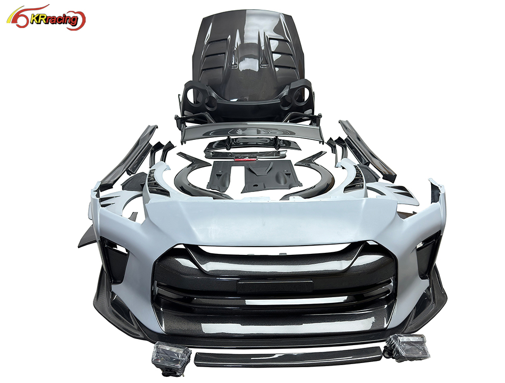 Half Glossy Carbon Fiber Top Secret Style Body Kit With Bumper Spoiler Hood Side Skirts for Nissan R35 GTR 2008-2022
