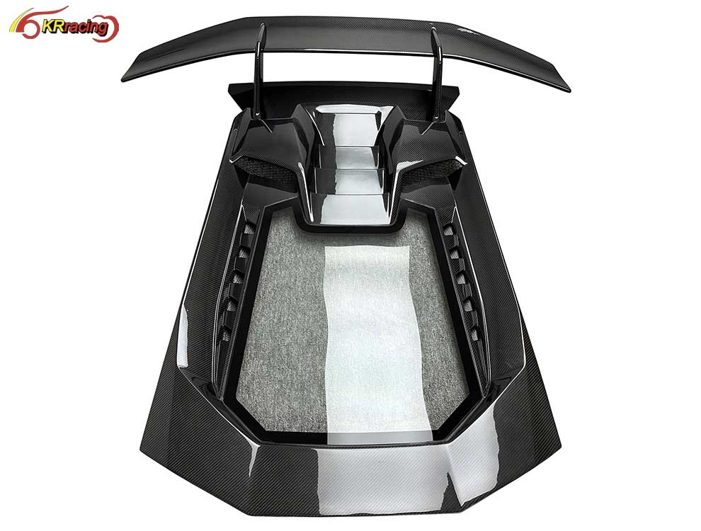 Upgrade to Performante Style Dry Carbon Fiber Rear Engine Hood With Rear Spoiler Wing for Lambo Huracan LP580 LP610 2014-2018