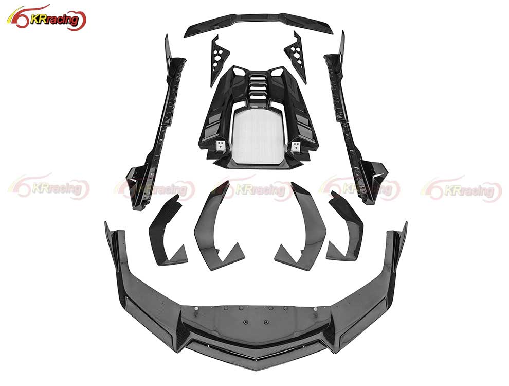 Duke Style Dry Carbon Fiber Conversion Body Kit for Lambo Revuelto Engine Cover Bumper Diffuser Spoiler Side Skirt