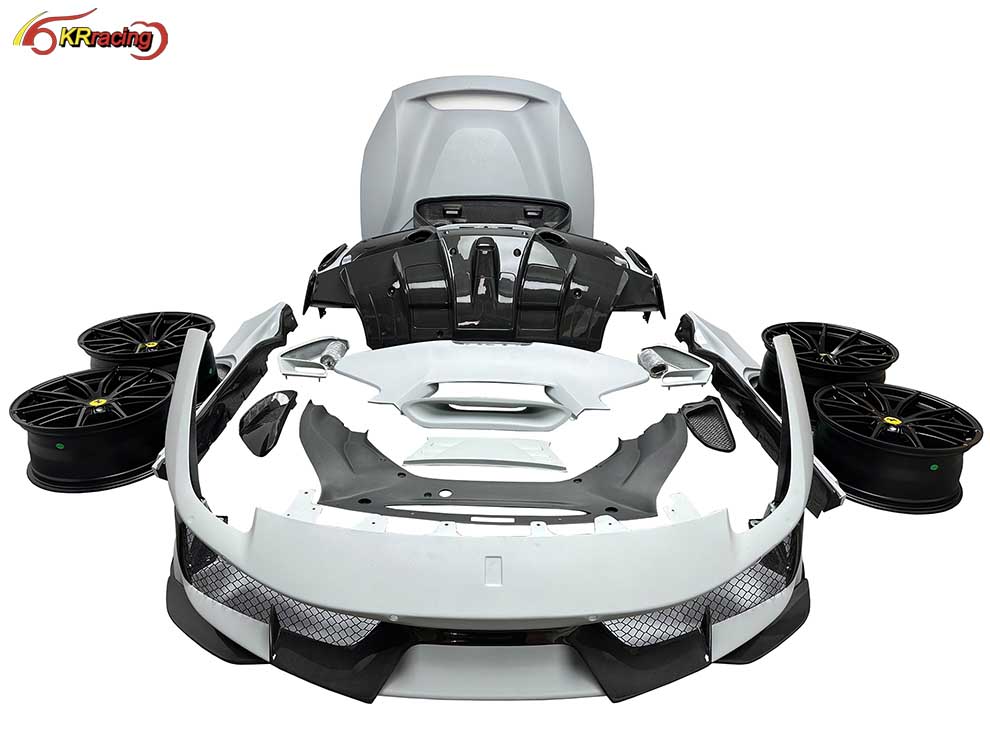 Pista Style Partial Dry Carbon Fiber Car Conversion Body Kit for Ferrari 488 GTB 2015-2018 Bumper Hood Spoiler Side Skirt Wheel