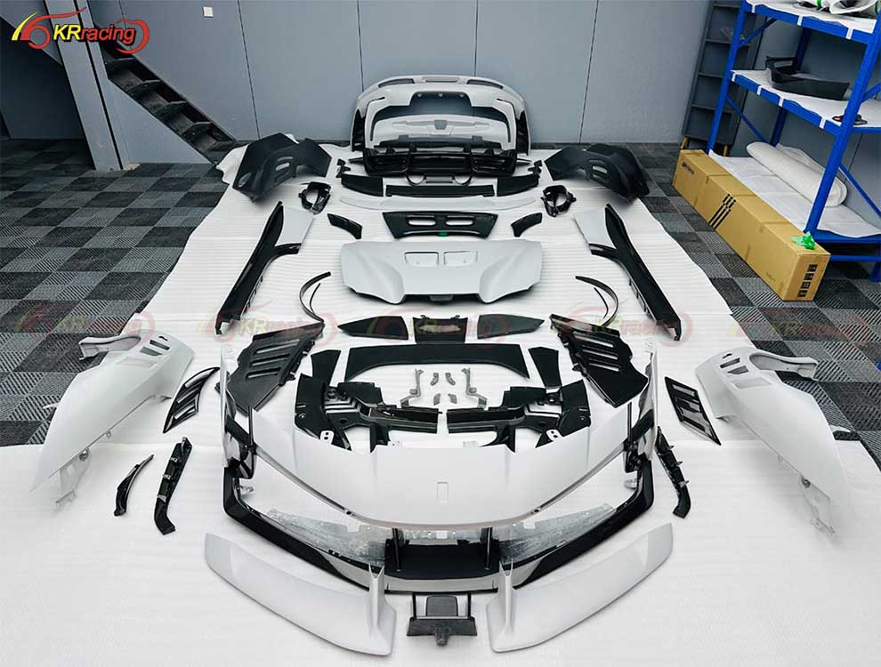 For SF90XX Conversion Body Kit for Ferrari SF90 Hood Car Bumper Diffuser Lip Fender Side Skirt Spoiler Wing Engine Cover Bonnet
