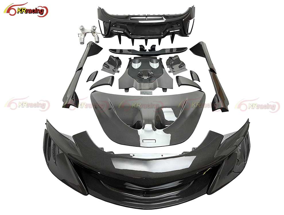 600LT Style Dry Carbon Fiber Body Kit for Mclaren 570S 540C 2015-2018 Bumper Hood Side Skirt Spoiler Wing Exhaust Engine Cover
