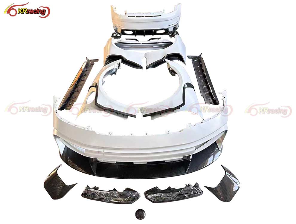 Brabu 900 Style Half Dry Carbon Fiber Body Kit for Porsche Carrera 992 911 2018-2024 Bumper Side Skirt Fender Spoiler Wing