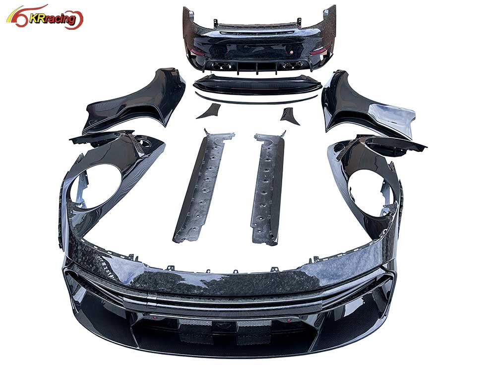 Brabu Style Half Dry Carbon Fiber Body Kit With Front Rear Bumper Fender Rear Spoiler for Porsche Carrera S 992 911 2018-2024