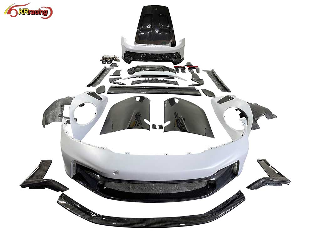GT3 RS Style Half Dry Carbon Fiber Body Kit With Front Rear Bumper Fender Spoiler Hood for Porsche Carrera S 992 911 2018-2024