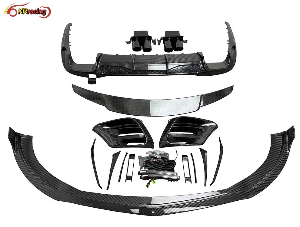 B Style Dry Carbon Fiber Body Kit Rear Spoiler Diffuser Exhaust Tips Front Lip for Mercedes Benz S Class W223 S580 2021-2024