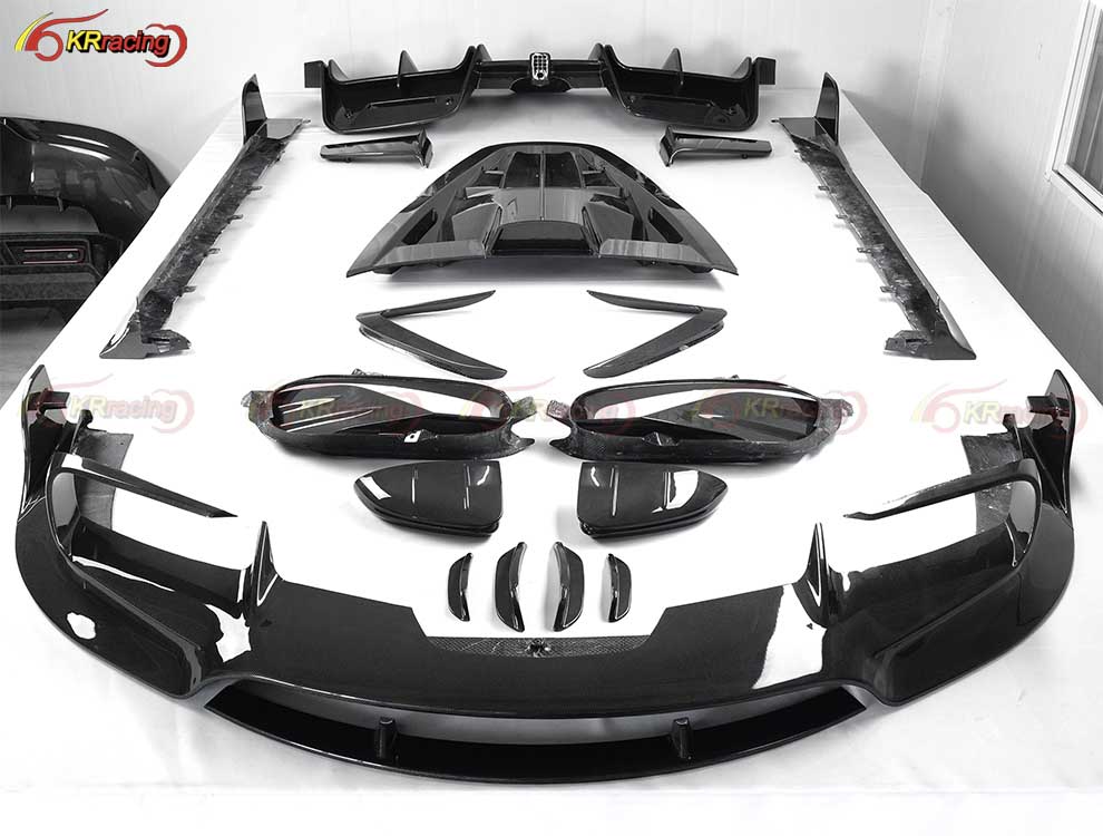 MSY Style Dry Carbon Fiber Body Kit for Fer-rari SF90 2019-2022 Car Front Bumpers Hood Mirror Cover Side Skirt Rear Diffuser Lip